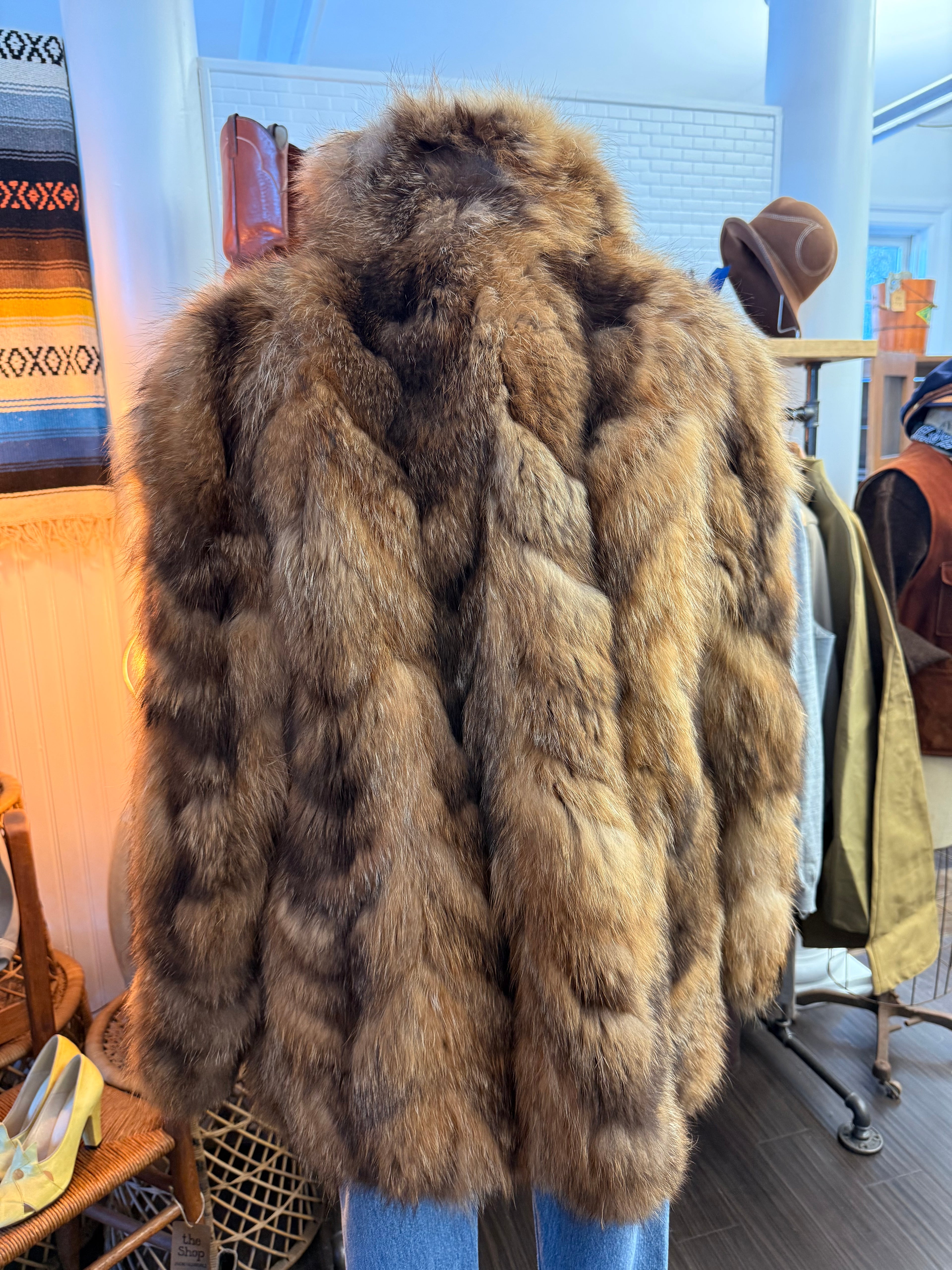 Vintage Raccoon Fur Coat.